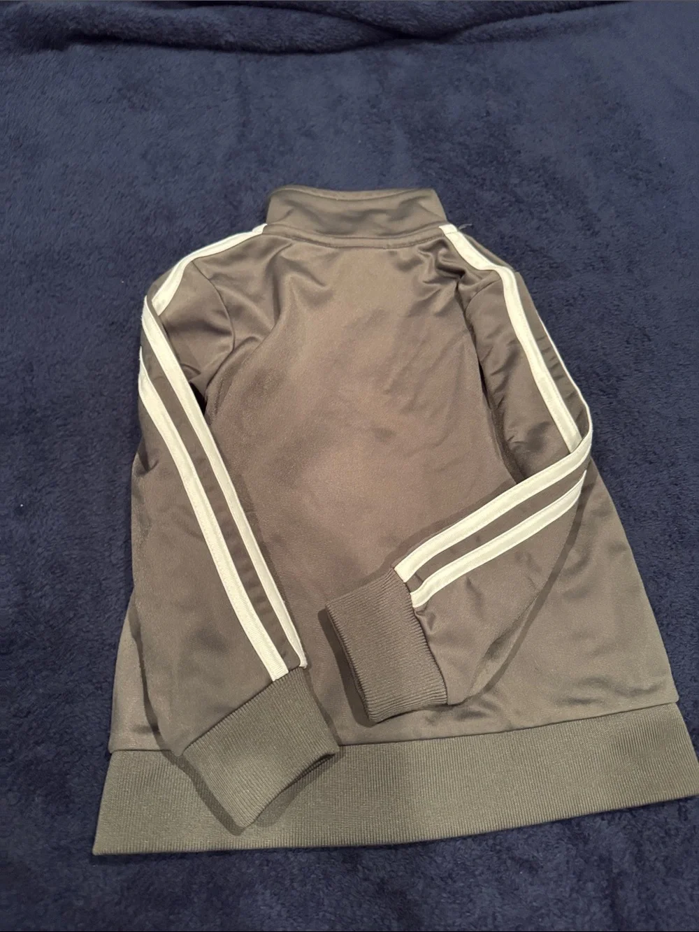 adidas Kids Gray Zip-Front Track Jacket with White Stripes